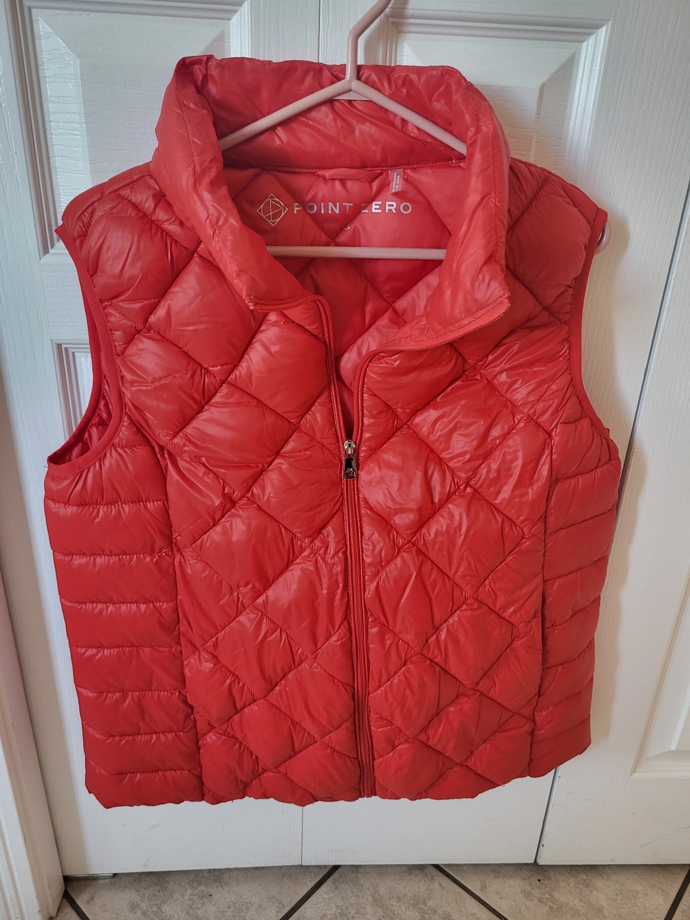 Point Zero Coral-Red Quilted Puffer Vest